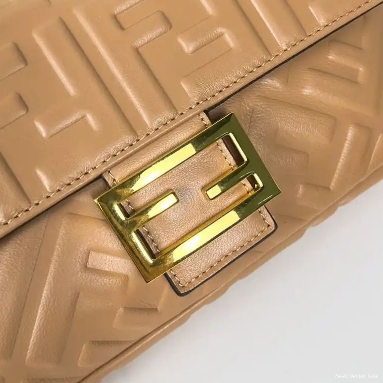 Affordable Nappa Medium In Brown Fendi Baguette Bag FF Motif Leather 0612